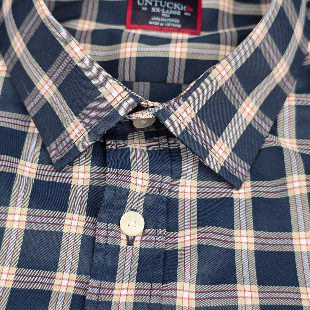 UNTUCKit‎ Dorin Button Up Mens XXL Tall Navy Plaid Long Sleeve - Picture 11 of 14